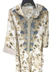 Toleen Butterfly Pullover KAFTAN Embroidered Rhinestone V-Neck Hooded Womens 1XL
