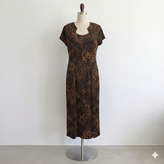 Vtg Scarlett Maxi Dress 80s 90s M/L Spandex Animal Leopard Glitter Sparkle Sexy