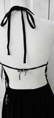 Speechless Black Velvet Halter Spaghetti Strap Dress w/rhinestone bows M NWT