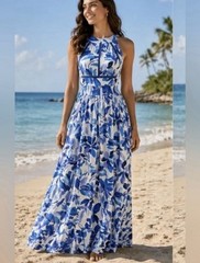 Anthropologie Abel The Label Rumi Maxi Dress Open Back Medium EUC