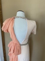 Viktor Rolf Long Maxi Gown IT 40 US 6 Peach Pink Rhinestone Silk 1940 Style 26”