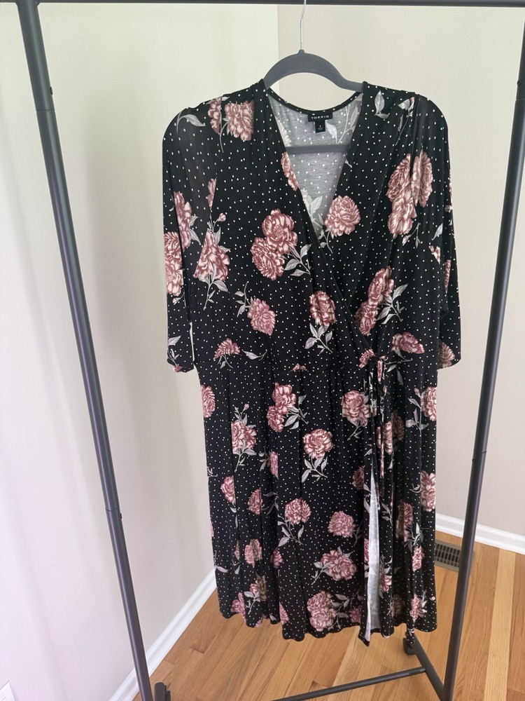 Torrid Size 3 Black Formal Polka Dot Wrap Dress