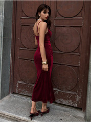 Burgundy MOD Solid Ruched Mermaid Hem Cami Dress Sz XS S M L