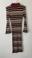 Twin Set Simona Barbieri Wool Blend Maxi Ribbed Dress XS 70s Bell Sleeve Chic