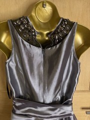WAREHOUSE SPOTLIGHT Party Dress UK 8 Silver Pewter Beaded Fit Flare Jewelled