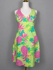 Lilly Pulitzer Home Slice Pineapple Halter Dress Cotton Women&rsquo;s Size 8