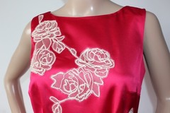 Coast Deep Pink Satin Dress Embroidered Lace Appliqué Occasion Party Evening 10