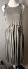 POL Anthropologie Dress Womens L Babydoll Gray Tank Crochet Zip Back Knee Length
