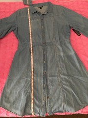 Women’s Allison Brittney Denim Shirt Dress 3/4 Sleeve Roll Cuff Size L