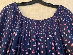 Studio B by Bobeau flutter sleeve maxi dress size L blue w/geometric dot print