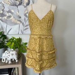 Keepsake The Label Lace Tiered Mini Dress Ruffle Strappy Cottage Coquette