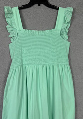 On 34th Plus Size Woven Solid Smocked Ruffled MIDI Dress 1X Sea Mist Green NWT&rsquo;s