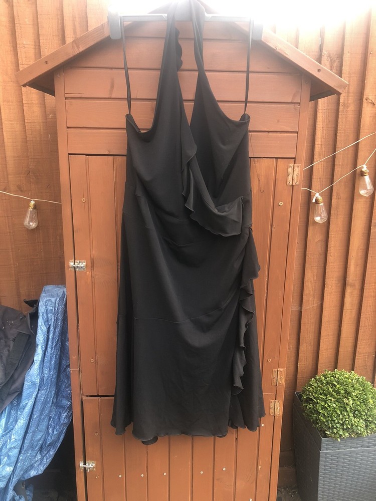 Black halter neck dress by AMARANTO size 20