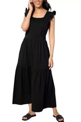 AnyBody Regular Knit Jersey Square Neck Maxi Dress Black M