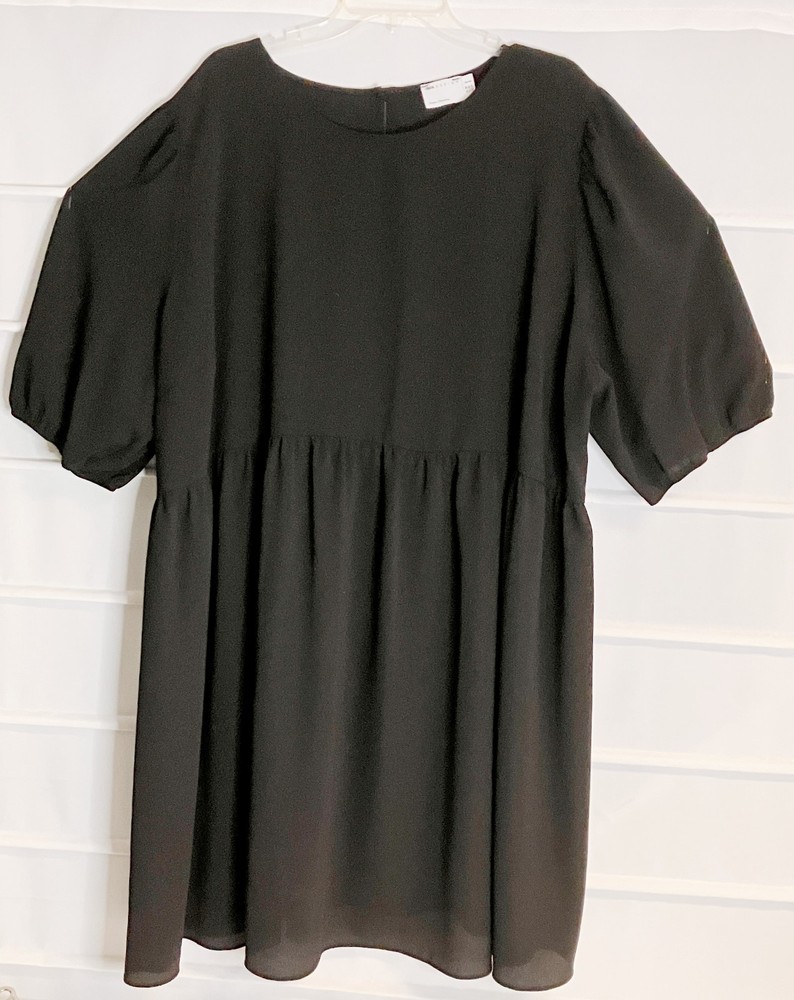 ASOS Design Black Stretch Polyester Crepe SS Dress 24 EC!