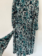 M & S Shirt Dress Women Tie Front Midi/Maxi Green Pattern Size 18 Long