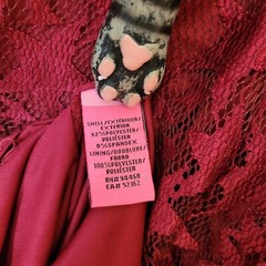 Betsey Johnson Mini Dress Womens 2 Star Lace Red Sheer Overlay sheer long sleeve