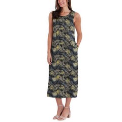 NWT Women&rsquo;s Briggs Linen Blend Dress Black Floral Sizes M, L, XL, XXL