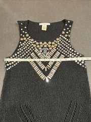 Vertigo Paris Beaded Sequin Open Knit Sleeveless Dress Acrylic Nylon Size Medium