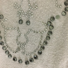 ZAC POSEN Light Gray Silver Skull Rhinestone Long Sleeve Dress Womens sz Small