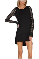 Michael Lauren Women&rsquo;s Gaston High-Low Dress with Lace Sleeve Black
