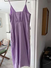 Reiss Purple Linen Wrap Midi Dress V-Neck Adjustable Straps UK 12