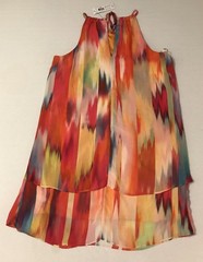 Bisou Bisou Flowing Chiffon Tulip Dress Sz 6 Bright Summer Colorful Go Go Fun