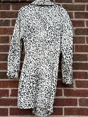 Zara Collared Long Sleeve Mini Wrap Dress Women Small Black-Ivory Animal Print