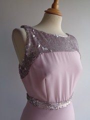 V Very pink silver sequined evening dress full length ballgown prom party UK10