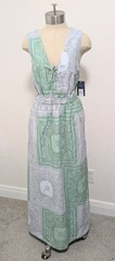 Universal Thread Tie-Front Maxi Dress Green Blue Paisley SMALL Resort Vacation