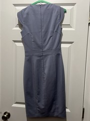 French Connection 2 Blue Solid Sheath Dress Sleeveless V-Neck Knee Length Zip
