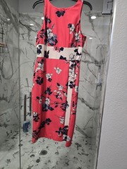 Adrianna Papell Pink Floral Round Neck Sleeveless Dress Regular 10