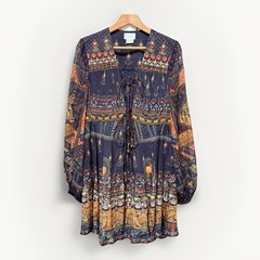RARE Camilla Short Peasant Dress Bliss Of Bohemia Size M RRP $749 Silk Sold Out