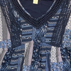 Style co boho multi pattern patchwork dress with bell sleeves