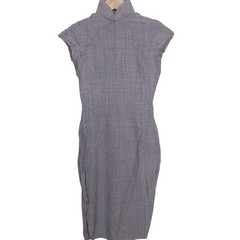 Lavender Cheongsam Qipao Mandarin Collar Sleeveless Midi Dress Women&rsquo;s XS/S
