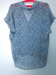 GANNI Pleasing Blouse Top –Size S- M (XS), Blue Viscose Georgette, Made in India