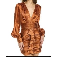 Ronny Kobo Carissa Mini Dress Plunging Surplice Neckline Size S (b33.5)