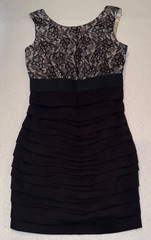 Express Slim Bodycon Ruffle Ruching Black Floral Lace Size 4 Dress Y2K Vintage