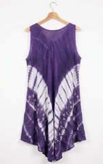 Women&rsquo;s Tie Dye Boho Purple Embroidered Sundress ONE SIZE Casual Beach Dress