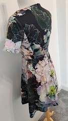COAST – Purple Floral Patterned Structured Cotton Fit & Flare Dress – Size 10