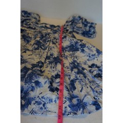 Abercrombie & Fitch Blue Floral Linen Blend Puff Sleeve Mini Dress XS Toile