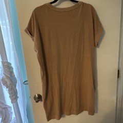Double Zero Washed Beige Cotton Tee Shirt Dress Women&rsquo;s Size Large