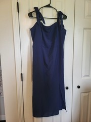 Midi Length Dress With Tie Straps Side Zipper And Leg Slit Womens XL