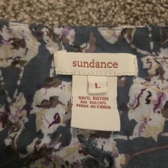 Sundance Dress Womens L Blue Ditzy Floral Peasant Boho Prairie Eyelet Cowgirl