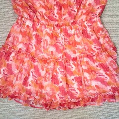 OPHELIA ROE DRESS PLUS 3X CORAL PINK FLORAL BOHO RUFFLE CHIFFON TIERED Womens