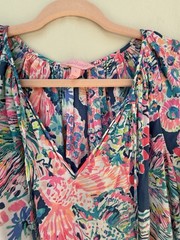 Lilly Pulitzer Willa Tunic Dress L Indigo Gypsea 100% Rayon Tassel Cover Up