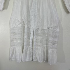 Storia White Cotton Lace Midi Dress M JD1805 Pintuck Boho Prairie Cottagecore