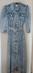 Vintage Styled White Washed Denim Button-up Dress W Belt New Without Tags.