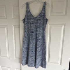 Old Navy Blue/White Striped Knit Fit & Flare Dress Scoop Neck Sleeveless M