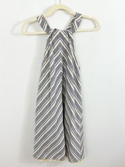 NEW Vernacular Striped Halter Larissa Dress Size Medium Sleeveless Pom Pom Hem